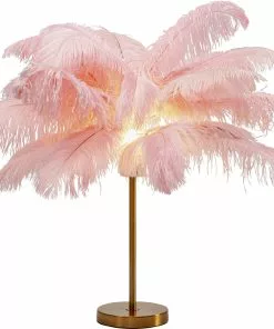 Kare Design Feather Palm Pöytävalaisin Pinkki 60cm 9 Kare Design Feather Palm Pöytävalaisin Pinkki 60cm -Huonekalu kauppa lampa stolowa palma rozowa strusie piora 60 cm podstawa zlota 2