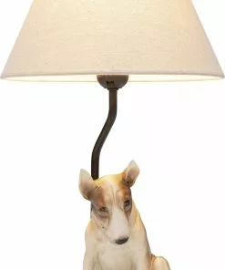Kare Design Sitting Dog Istuva Koira Pöytävalaisin 46cm -Huonekalu kauppa lampa stolowa siedzacy pies klosz tkanina o26x46 cm 3