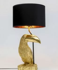 Kare Design Animal Toucan Tukaani Pöytävalaisin, Kulta -Huonekalu kauppa lampa stolowa toucan 38x70 cm zlota klosz czarny 3
