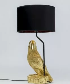 Kare Design Animal Toucan Tukaani Pöytävalaisin, Kulta -Huonekalu kauppa lampa stolowa toucan 38x70 cm zlota klosz czarny 6