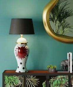 Kare Design Cohesion Pöytävalaisin 74cm -Huonekalu kauppa lampa stolowa z ceramiki jasnoniebieska abazur czarny o43x74 cm 8 scaled