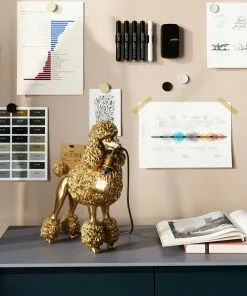 Kare Design Animal Poodle Villakoira Pöytävalaisin, Kulta 32cm -Huonekalu kauppa lampa stolowa zlota pies pudel 34x32 cm 10