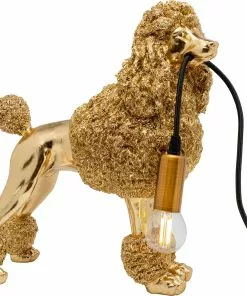 Kare Design Animal Poodle Villakoira Pöytävalaisin, Kulta 32cm -Huonekalu kauppa lampa stolowa zlota pies pudel 34x32 cm 3