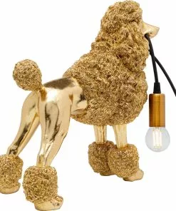 Kare Design Animal Poodle Villakoira Pöytävalaisin, Kulta 32cm -Huonekalu kauppa lampa stolowa zlota pies pudel 34x32 cm 4