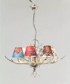Kare Design Antler Flowers Riippuvalaisin, 6-valonlähdettä -Huonekalu kauppa lampa wiszaca antler flowers 75x66 cm kolorowa 3