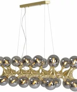 Kare Design Atomic Balls Riippuvalaisin Messinki 140cm -Huonekalu kauppa lampa wiszaca atomic balls 140 cm zlota klosze przydymione 3