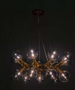 Kare Design Atomic Balls Riippuvalaisin, Messinki Ø74cm -Huonekalu kauppa lampa wiszaca atomic balls 74x130 cm zlota klosze szklane przydymione 6