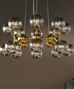 Kare Design Atomic Balls Riippuvalaisin, Messinki Ø74cm -Huonekalu kauppa lampa wiszaca atomic balls 74x130 cm zlota klosze szklane przydymione 8