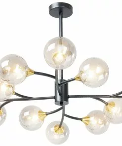 Kare Design Pendel Molecules Riippuvalaisin 12, Musta -Huonekalu kauppa lampa wiszaca molecules 102x70 cm czarno zlota 2