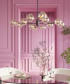 Kare Design Pendel Molecules Riippuvalaisin 12, Musta -Huonekalu kauppa lampa wiszaca molecules 102x70 cm czarno zlota 8