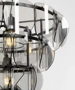 Kare Design Mariposa Three Circle Riippuvalaisin Musta/savulasi -Huonekalu kauppa lampa wiszaca nowoczesna szklo przydymione o60 cm 4