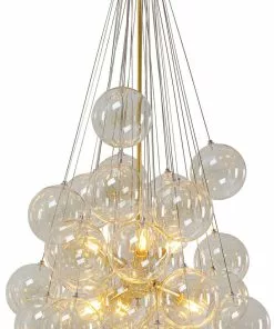 Kare Design Snowballs Amber Riippuvalaisin Ø50cm -Huonekalu kauppa lampa wiszaca snowballs o50x117 cm zlota klosze przydymione 3