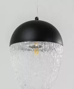 Kare Design Frozen Riippuvalaiisn Matta Musta Ø20cm -Huonekalu kauppa lampa wiszaca stal czarna klosz szklany transparentny o20x30 cm 4