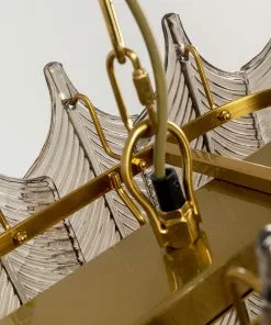 Kare Design Botania Riippuvalaisin -Huonekalu kauppa lampa wiszaca zlota dekoracje szklo przydymione liscie 90x32 cm 4