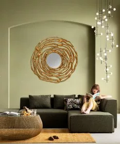 Kare Design Twiggy Seinäpeili, Kulta Ø121cm -Huonekalu kauppa lustro twiggy o121 cm zlote 6