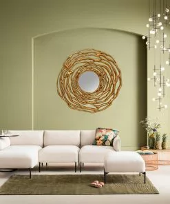 Kare Design Twiggy Seinäpeili, Kulta Ø121cm