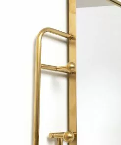 Kare Design Tristan Mirror Naulakko Ja Peili 150x76cm -Huonekalu kauppa lustro z polka i wieszakami zlote 102x150 cm 4