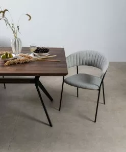 Kare Design Belle Tuoli Käsinojilla - Vaaleanharmaa (2/Setti) -Huonekalu kauppa zestaw dwoch krzesel tapicerka jasnoszara nogi czarne stalowe 4