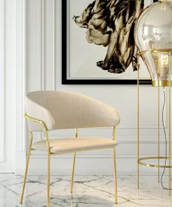 Kare Design Belle Tuoli Käsinojilla - Sametti, Kermanvärinen (2/Setti) -Huonekalu kauppa zestaw dwoch krzesel z podlokietnikami belle 61x80 cm kremowe 10